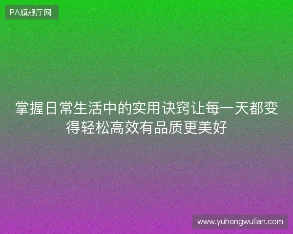 掌握日常生活中的实用诀窍让每一天都变得轻松高效有品质更美好